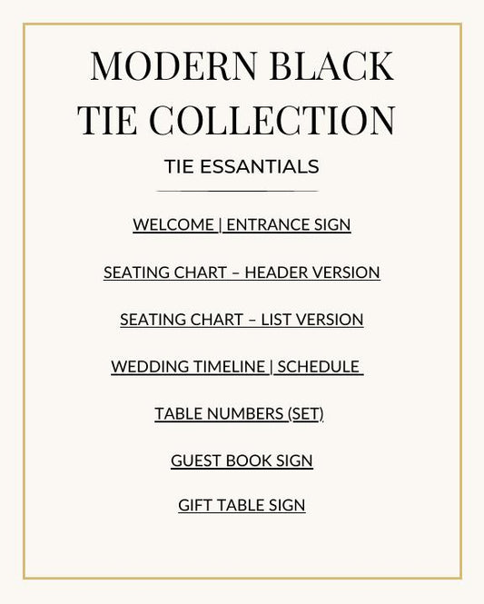 Modern Black Tie Wedding Template Collection